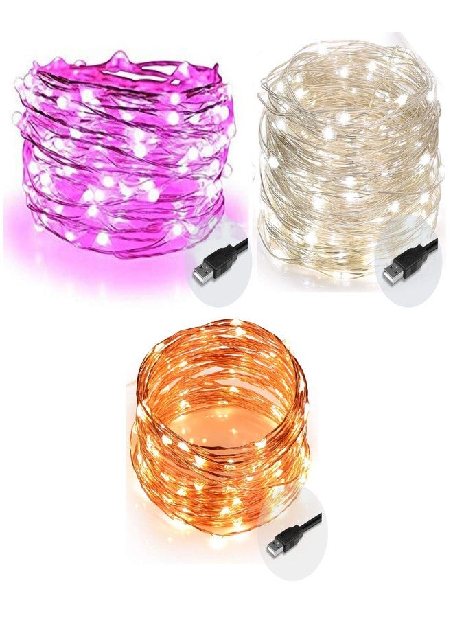 MANSAA USB LED String Light | 10 Meter 100 LEDs | USB Operated | Home Decor LED Light | Pack of 3 - Image 1
